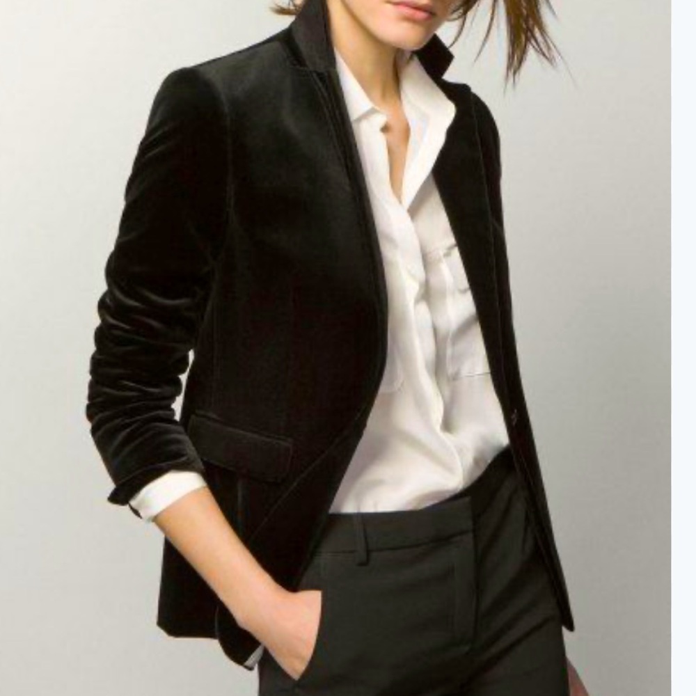 J CREW Regent Black Velvet Blazer, Size 4